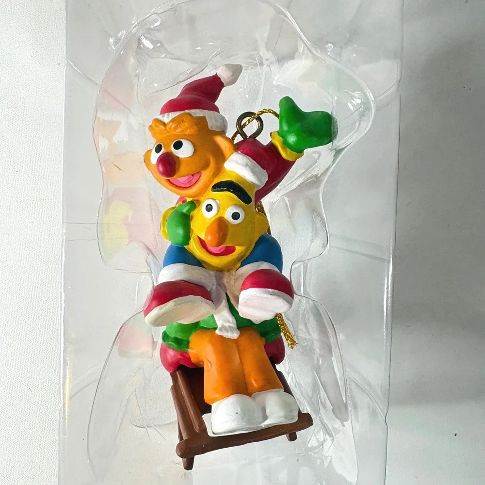 Vintage Sesame Street Bert and Ernie Sledding Christmas Ornament Kurt Adler